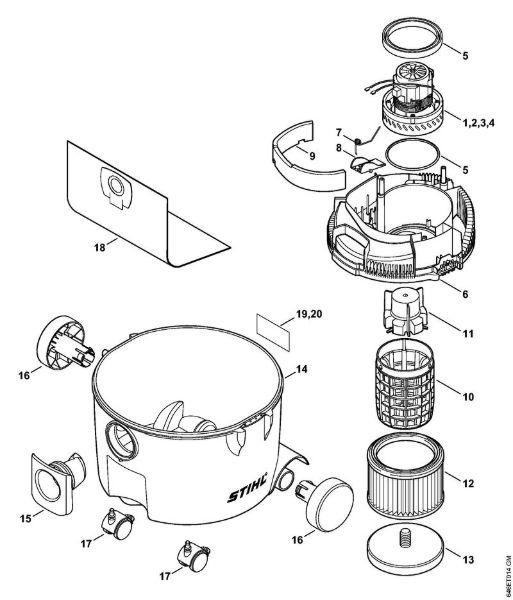 Usisivaci (SE) SE 61 Elektromotor, filter, posoda della Marca Stihl