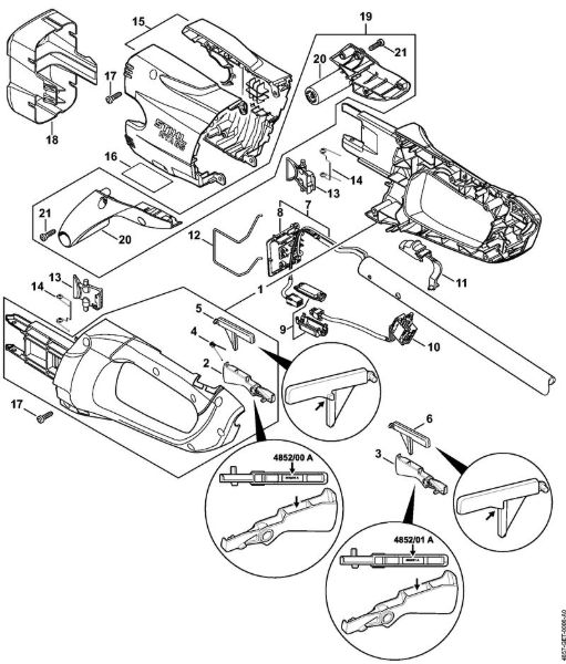 Akumulatorski višinski obvejevalnik (HTA) HTA 65 Ohišje rocaja, pokrov della Marca Stihl