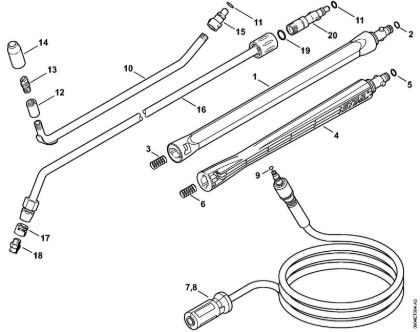Elektricni visokotlacni cistilnik (RE) RE 109 Brizgalna cev, visokotlacna cev   06/2019 della Marca Stihl
