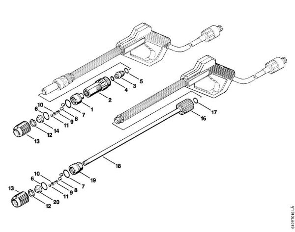 Elektricni visokotlacni cistilnik (RE) RE 110 K Brizgalna glava, brizgalna cev (24.92), (13.91) della Marca Stihl