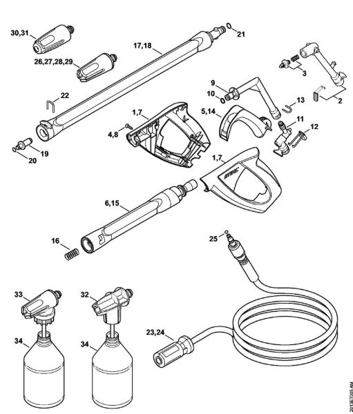 Elektricni visokotlacni cistilnik (RE) RE 119 Pištola, brizgalna cev della Marca Stihl