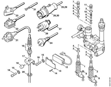 Elektricni visokotlacni cistilnik (RE) RE 280 K Krmilni bat, prikljucni kabel della Marca Stihl