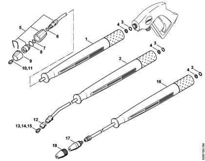 Elektricni visokotlacni cistilnik (RE) RE 550 W Brizgalna cev, brizgalna glava della Marca Stihl