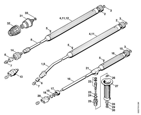 Elektricni visokotlacni cistilnik (RE) RE 640 W Brizgalna cev, pribor della Marca Stihl