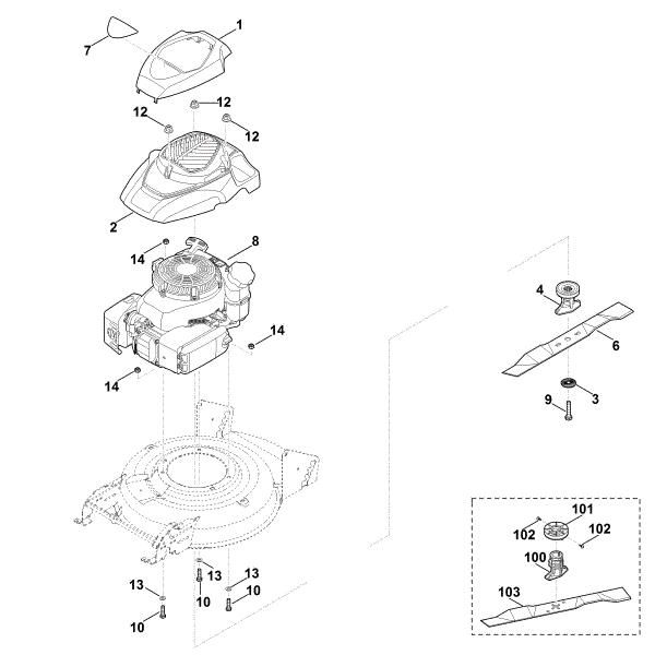 Slika E - Motor, nož MB 2.2 RT