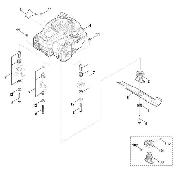 Slika D - Motor, nož MB 448.1 TX