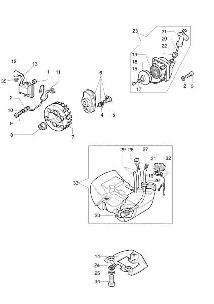 Starter assy and fuel tank 725 BL Brushcutter