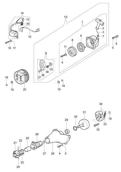 Starter assy and clutch OM 43 Brushcutter