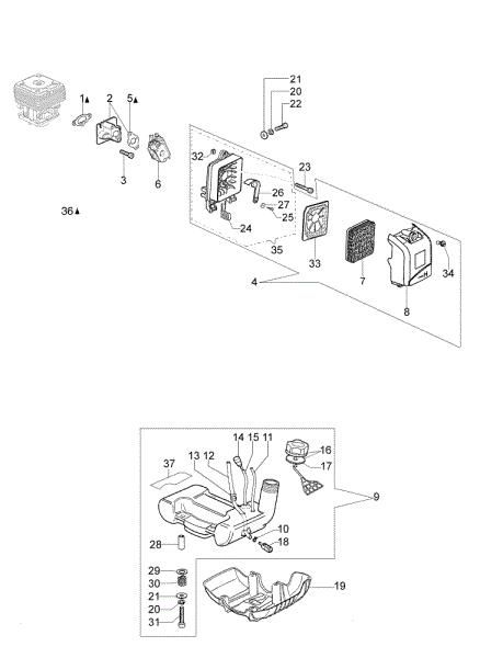 Tank and air filter OM 36 Brushcutter