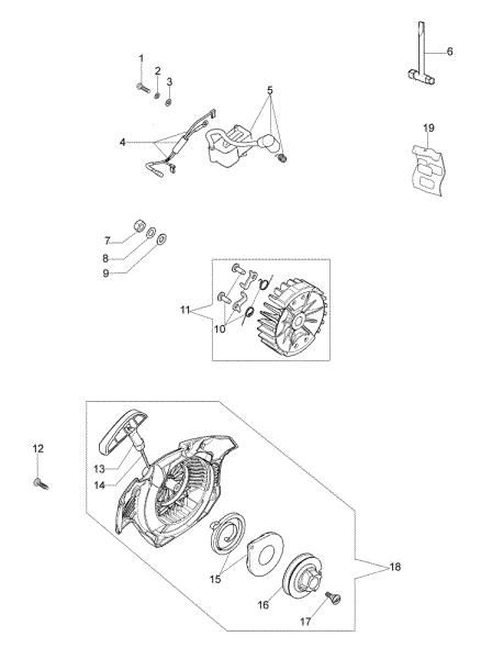 Starter assy GS 350 C (Euro 2) Chainsaw