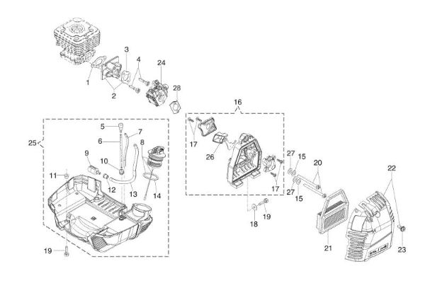 Tank and air filter BC 350 T Brushcutter