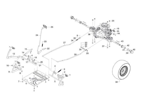 Brake and gearbox controls OM 95/16 H Garden tractor