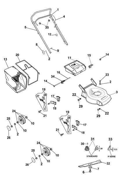 Complete illustrated parts list G 47 A Lawnmower