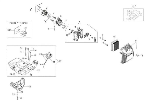 Tank and air filter BC 300 T Brushcutter