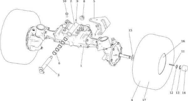 Front axle OM 106/24 KH (K2400AVD V-Twin) 4X4 Cat. 2016 Garden tractor