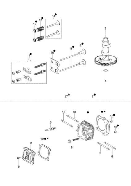 Cylinder head and valve G 53 TK COMFORT PLUS (K650) Lawnmower
