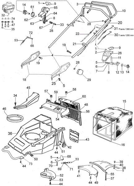 New handle (From January 2003) LUX 53 TVI Lawnmower
