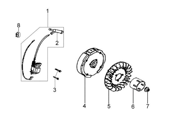 Flywheel and coil MH 198 RK (K800 HC) Rotary tiller
