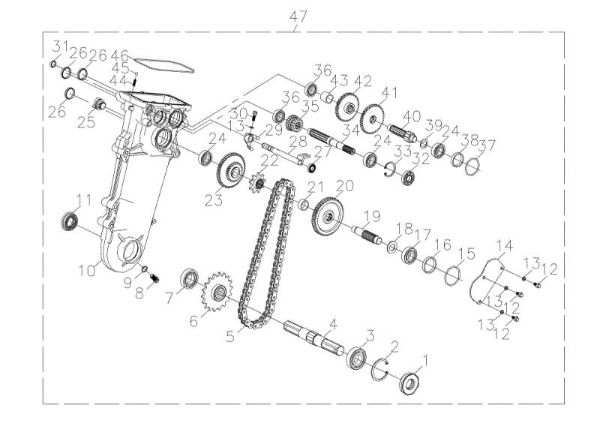 Gears (1/2) MH 198 RK (K800 HC) 35cm Rotary tiller
