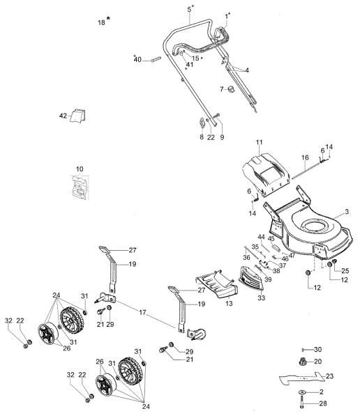 Complete illustrated parts list G 53 PK COMFORT SD (K 805) EURO 5 Lawnmower