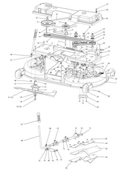 Mowing deck (1/2) (Change over) OM 106/24 KH (K2400AVD V-Twin - EURO5) Cat. 2019 Garden tractor