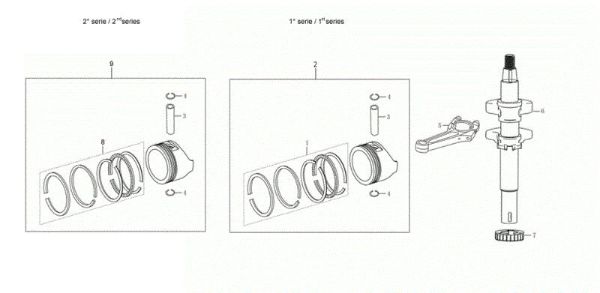 Shaft + piston G 48 TKE COMFORT PLUS (K655LI) EURO 5 Lawnmower