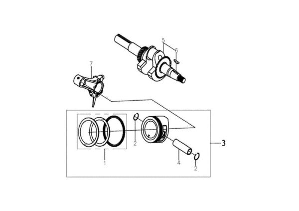 Shaft + piston MOTORE K800 H (EURO 5) Engine K800 H (EURO 5)