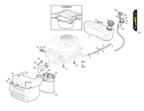 Tank, muffler and guards GLX 14-84G Garden tractor
