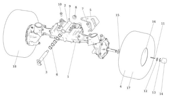 Front axle OM 106/24 KH (K2400AVD V-Twin) 4X4 Cat. 2023 Garden tractor