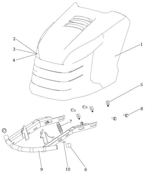 Hood (2/2) OM 106/24 KH (K2400AVD V-Twin) 4X4 Cat. 2023 Garden tractor