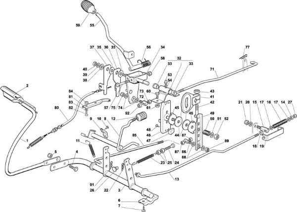 Drive and brake controls OM 72C/12,5H Cat.2003 Garden tractor