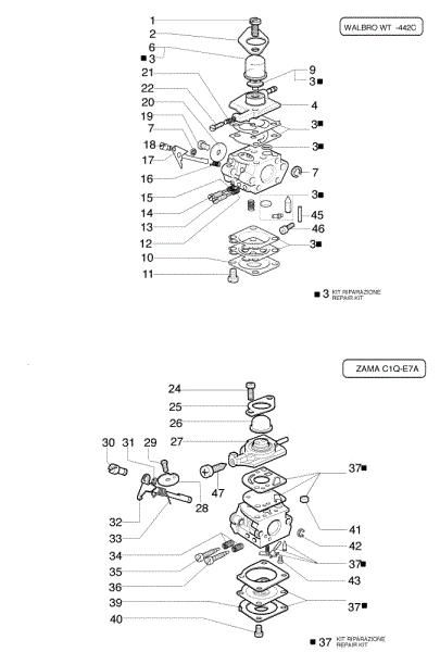 Carburetor WT-442E, C1Q-E7 727 C Brushcutter