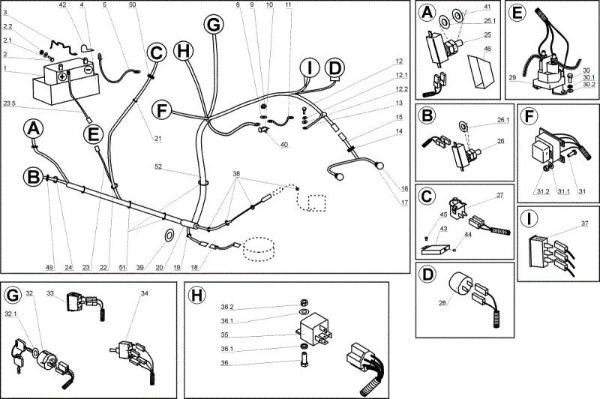 Electrical parts OM 104J/15,5H Cat.2005 Garden tractor