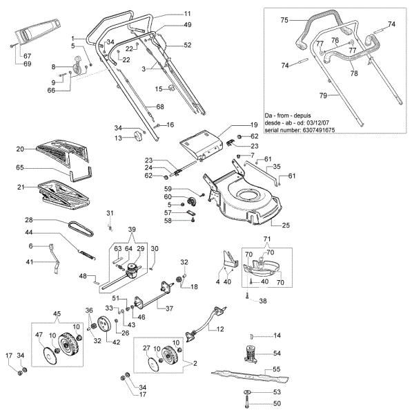 Illustrated parts list (From June 2007) G 44 TB Lawnmower