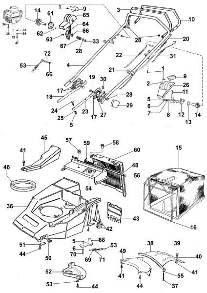 Old type handle (Until December 2002) LUX 53 VBT Lawnmower