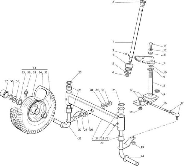 Steering arm OM 72C/12,5H Cat.2007 Garden tractor