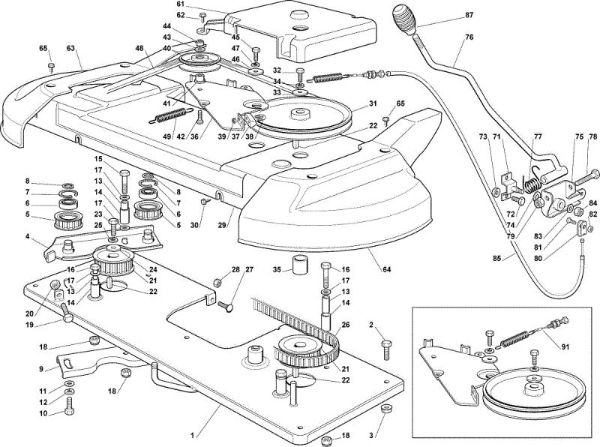 Cutting plate (1) OM 102C/17,5H Cat.2007 Garden tractor