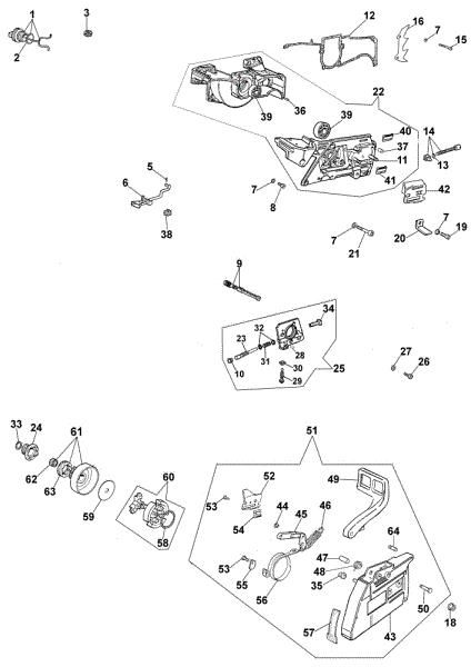 Crankcase, brake and clutch 981 Chainsaw