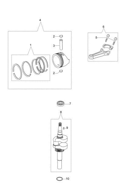 Crankshaft and piston MAX 48 TK (K600) Lawnmower