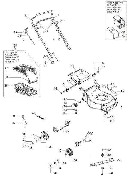 Illustrated parts list G 44 PBXC Lawnmower