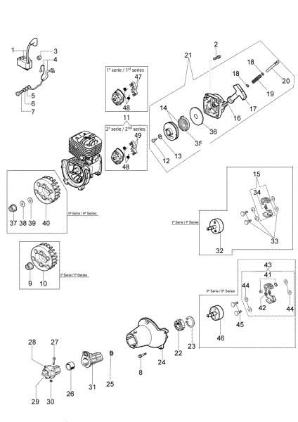 Starter assy and clutch BC 320 S Brushcutter