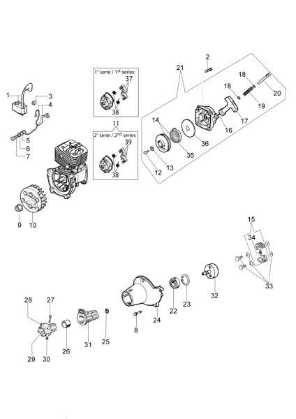 Starter assy and clutch PPX 270 Pole pruner