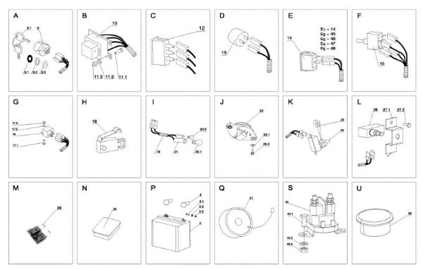 Electrical parts (2/2) OM 105J/15,5H Cat.2009 Garden tractor