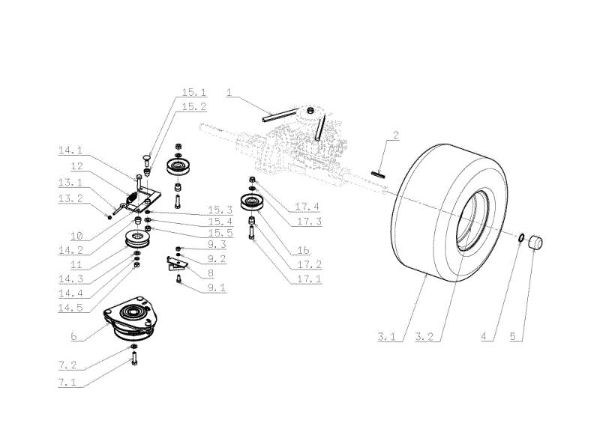 Rear axle OM 105JH/16H Cat.2009 Garden tractor (only for the German market)