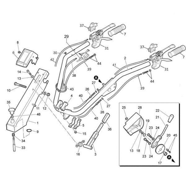 Handle-bar and control box WB 80 KR 11 Flail mowers