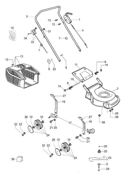Illustrated parts list G 48 PK (K500) Lawnmower