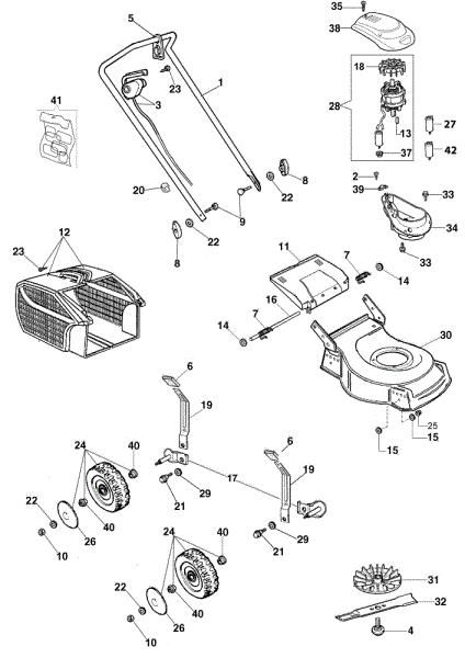 Despiece completo G 44 PE Cortacesped eléctrico